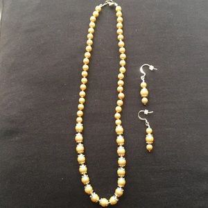 New 10” Faux Pearl Necklace & Earrings